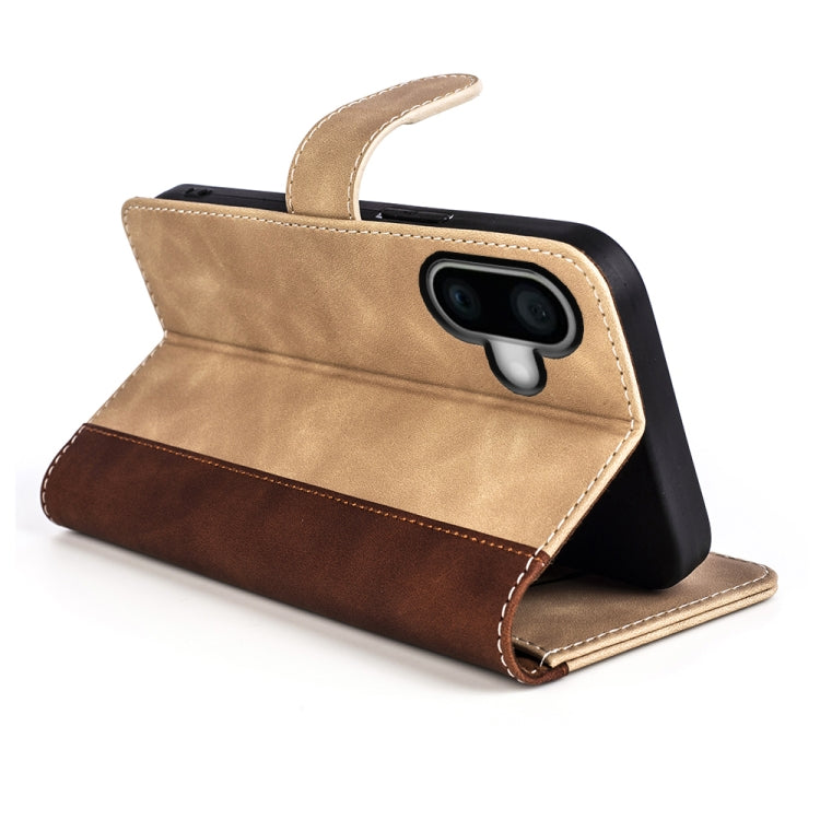 For iPhone 16 Plus Stitching Horizontal Flip Leather Phone Case(Yellow) - iPhone 16 Plus Cases by buy2fix | Online Shopping UK | buy2fix