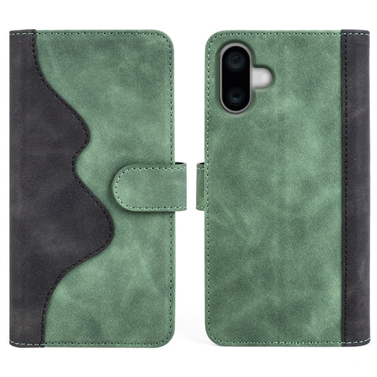 For iPhone 16 Plus Stitching Horizontal Flip Leather Phone Case(Green) - iPhone 16 Plus Cases by buy2fix | Online Shopping UK | buy2fix