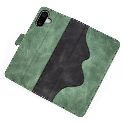 For iPhone 16 Plus Stitching Horizontal Flip Leather Phone Case(Green) - iPhone 16 Plus Cases by buy2fix | Online Shopping UK | buy2fix