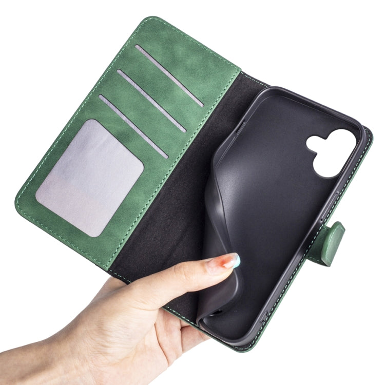 For iPhone 16 Plus Stitching Horizontal Flip Leather Phone Case(Green) - iPhone 16 Plus Cases by buy2fix | Online Shopping UK | buy2fix