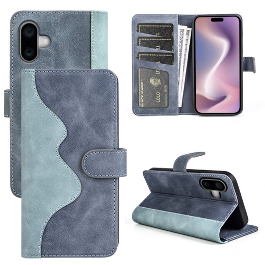 For iPhone 16 Plus Stitching Horizontal Flip Leather Phone Case(Blue) - iPhone 16 Plus Cases by buy2fix | Online Shopping UK | buy2fix