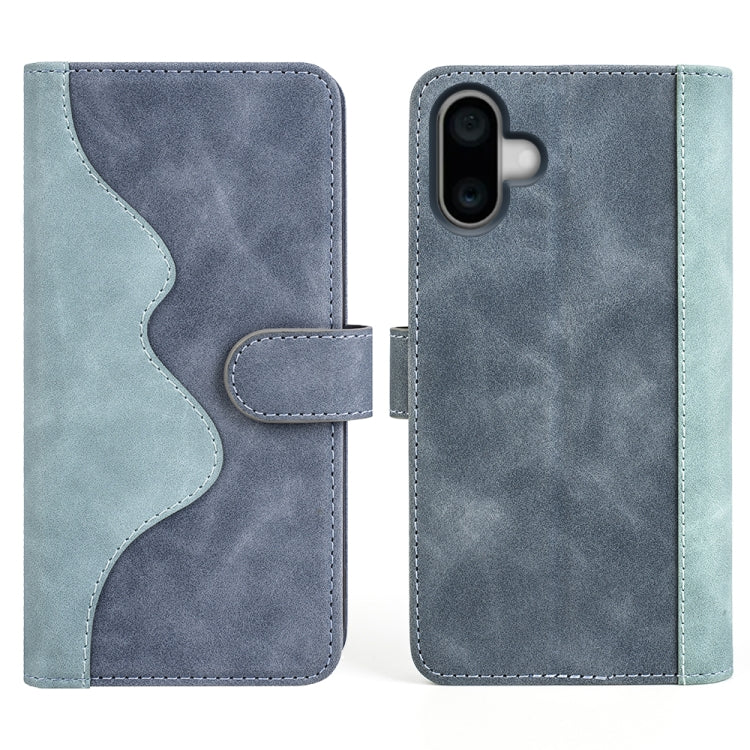 For iPhone 16 Plus Stitching Horizontal Flip Leather Phone Case(Blue) - iPhone 16 Plus Cases by buy2fix | Online Shopping UK | buy2fix