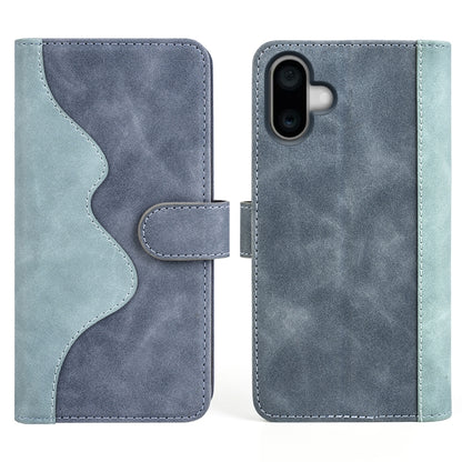 For iPhone 16 Plus Stitching Horizontal Flip Leather Phone Case(Blue) - iPhone 16 Plus Cases by buy2fix | Online Shopping UK | buy2fix
