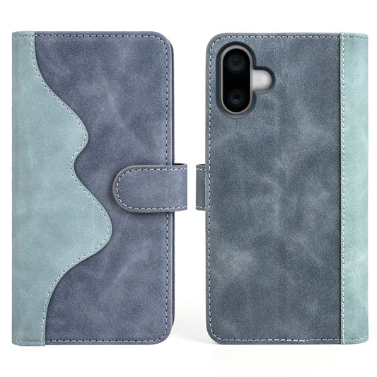 For iPhone 16 Plus Stitching Horizontal Flip Leather Phone Case(Blue) - iPhone 16 Plus Cases by buy2fix | Online Shopping UK | buy2fix