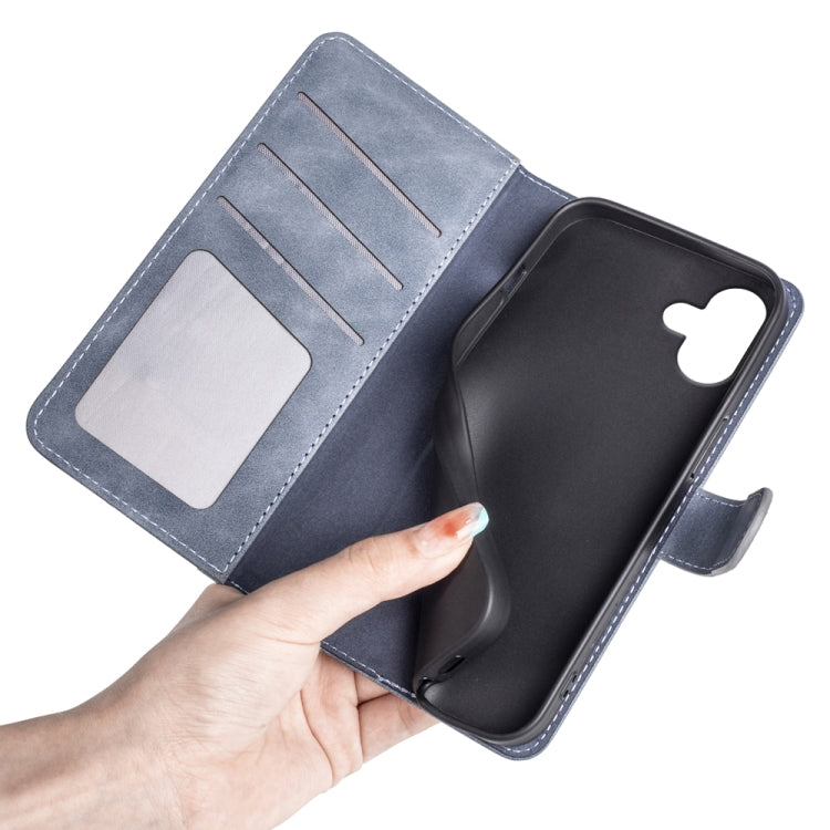 For iPhone 16 Plus Stitching Horizontal Flip Leather Phone Case(Blue) - iPhone 16 Plus Cases by buy2fix | Online Shopping UK | buy2fix