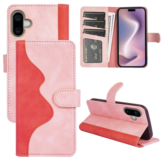 For iPhone 16 Plus Stitching Horizontal Flip Leather Phone Case(Red) - iPhone 16 Plus Cases by buy2fix | Online Shopping UK | buy2fix