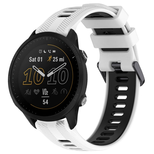 For Garmin Forerunner 955 Sports Two-Color Silicone Watch Band(White+Black)