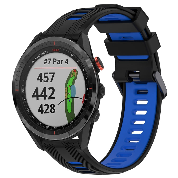 For Garmin Approach S62 Sports Two-Color Silicone Watch Band(Black+Blue) by buy2fix