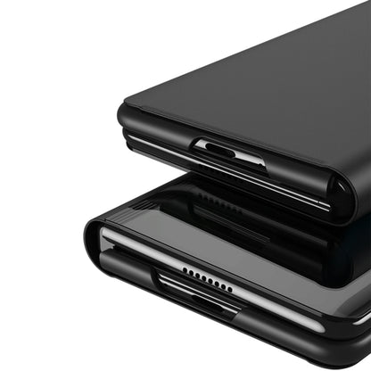 For Samsung Galaxy Z Fold6 Plated Mirror Horizontal Flip Leather Phone Case with Holder(Black) - Galaxy Z Fold6 5G Cases by buy2fix | Online Shopping UK | buy2fix