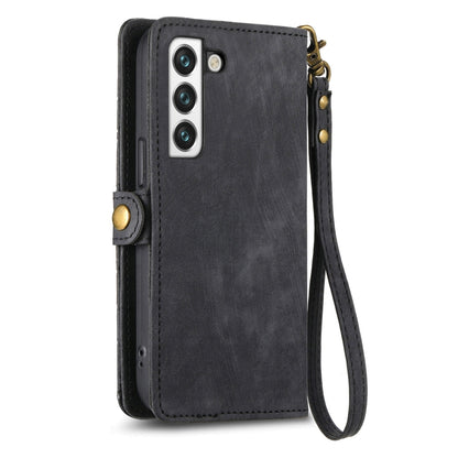 For Samsung Galaxy S22 5G Geometric Zipper Wallet Side Buckle Leather Phone Case(Black) - Galaxy S22 5G Cases by buy2fix | Online Shopping UK | buy2fix