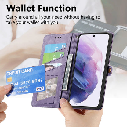 For Samsung Galaxy S21+ 5G Geometric Zipper Wallet Side Buckle Leather Phone Case(Purple) - Galaxy S21+ 5G Cases by buy2fix | Online Shopping UK | buy2fix