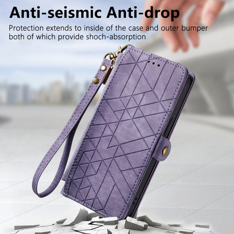 For Samsung Galaxy S20 Geometric Zipper Wallet Side Buckle Leather Phone Case(Purple) - Galaxy Phone Cases by buy2fix | Online Shopping UK | buy2fix