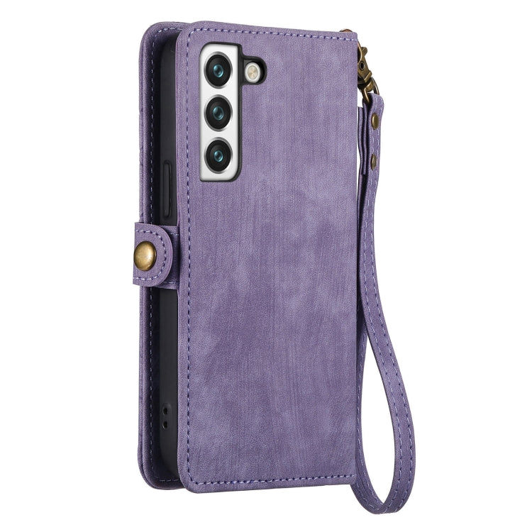 For Samsung Galaxy Note20 Geometric Zipper Wallet Side Buckle Leather Phone Case(Purple) by buy2fix