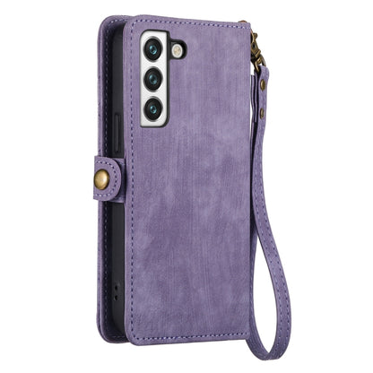 For Samsung Galaxy Note20 Ultra Geometric Zipper Wallet Side Buckle Leather Phone Case(Purple) by buy2fix
