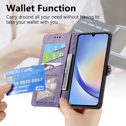 For Samsung Galaxy A70S Geometric Zipper Wallet Side Buckle Leather Phone Case(Purple) - Galaxy Phone Cases by buy2fix | Online Shopping UK | buy2fix
