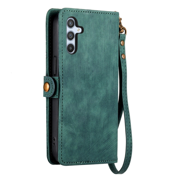 For Samsung Galaxy A32 4G Geometric Zipper Wallet Side Buckle Leather Phone Case(Green) by buy2fix