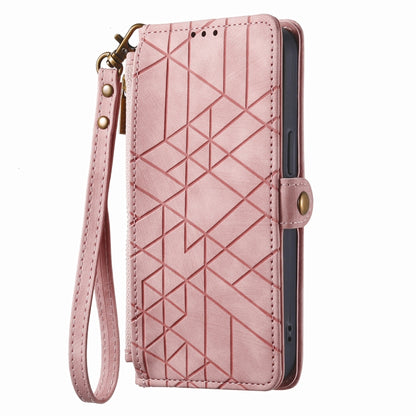 For Samsung Galaxy C55 Geometric Zipper Wallet Side Buckle Leather Phone Case(Pink) by buy2fix