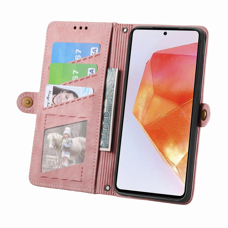 For Samsung Galaxy C55 Geometric Zipper Wallet Side Buckle Leather Phone Case(Pink) by buy2fix