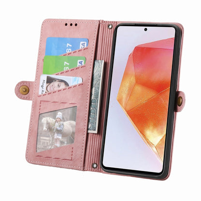For Samsung Galaxy C55 Geometric Zipper Wallet Side Buckle Leather Phone Case(Pink) by buy2fix