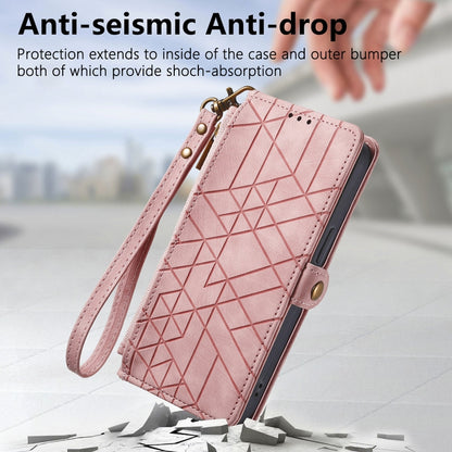 For Samsung Galaxy C55 Geometric Zipper Wallet Side Buckle Leather Phone Case(Pink) by buy2fix