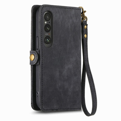 For Sony Xperia 10 V Geometric Zipper Wallet Side Buckle Leather Phone Case(Black) by buy2fix