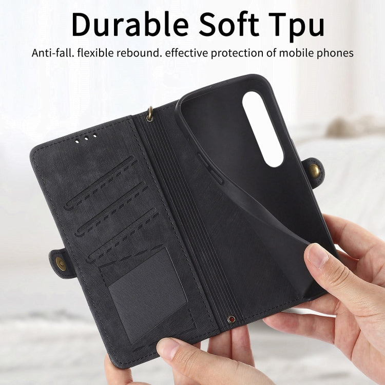 For Sony Xperia 5 III Geometric Zipper Wallet Side Buckle Leather Phone Case(Black) by buy2fix