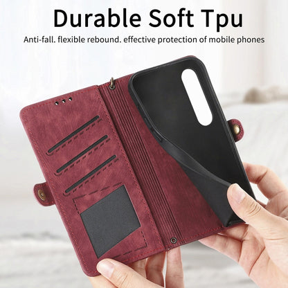 For Sony Xperia 1 III Geometric Zipper Wallet Side Buckle Leather Phone Case(Red) - Sony Cases by buy2fix | Online Shopping UK | buy2fix