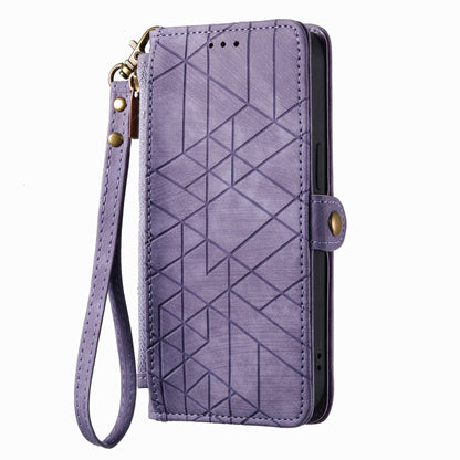 For Sony Xperia 10 III Geometric Zipper Wallet Side Buckle Leather Phone Case(Purple) by buy2fix