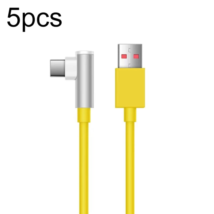 5pcs XJ-95 1m USB to Type-C Elbow Fast Charging Data Cable for Xiaomi and Other Phone(Yellow) by buy2fix