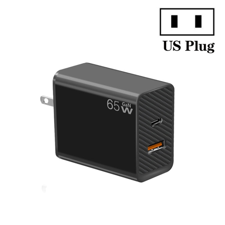 GaN PD48W Type-C PD3.0 + USB3.0 Fast Charger ，US Plug(Black) by buy2fix