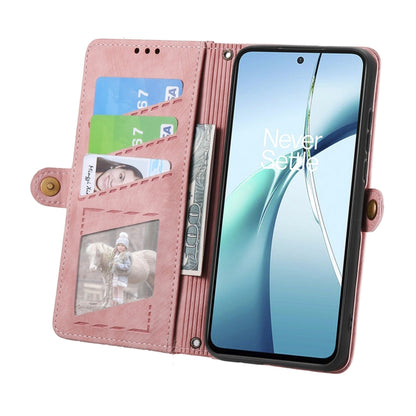 For Motorola Moto S50 Geometric Zipper Wallet Side Buckle Leather Phone Case(Pink) by buy2fix