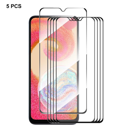 For Samsung Galaxy M04 5pcs ENKAY Hat-Prince Full Glue High Aluminum-silicon Tempered Glass Film