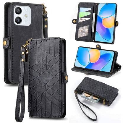 For Honor Play 6T Pro Geometric Zipper Wallet Side Buckle Leather Phone Case(Black) by buy2fix