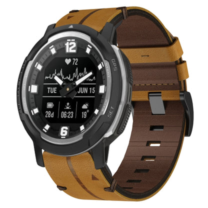 For Garmin Instinct Crossover Leather Textured 22mm Watch Band(Brown) - Watch Bands by buy2fix | Online Shopping UK | buy2fix