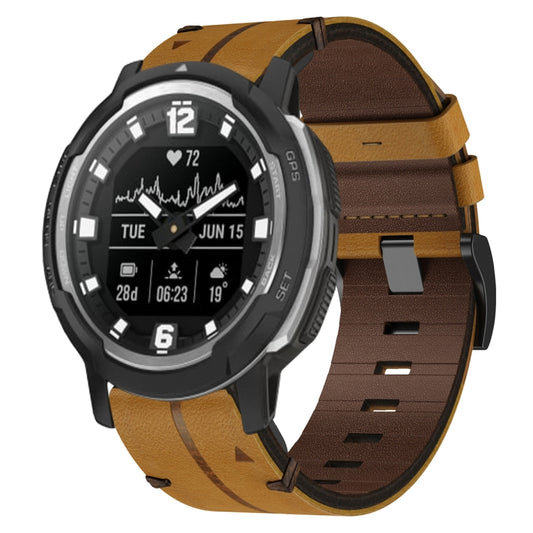 For Garmin Instinct Crossover Leather Textured 22mm Watch Band(Brown) - Watch Bands by buy2fix | Online Shopping UK | buy2fix
