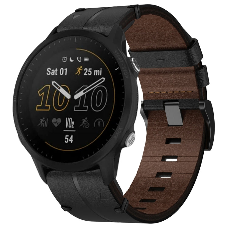 For Garmin Forerunner 955 Leather Textured 22mm Watch Band(Black) - Watch Bands by buy2fix | Online Shopping UK | buy2fix