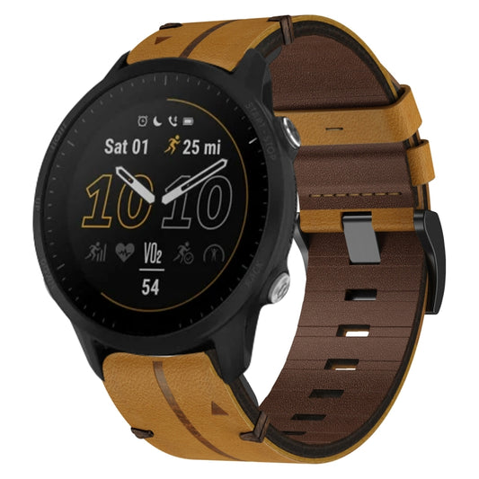 For Garmin Forerunner 955 Leather Textured 22mm Watch Band(Brown) - Watch Bands by buy2fix | Online Shopping UK | buy2fix
