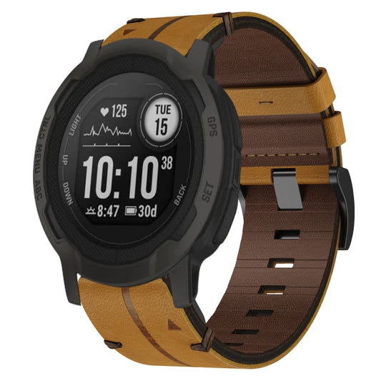 For Garmin Instinct 2 Leather Textured 22mm Watch Band(Brown) - Watch Bands by buy2fix | Online Shopping UK | buy2fix