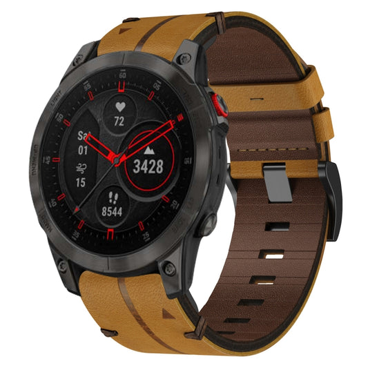 For Garmin EPIX Gen 2 Leather Textured 22mm Watch Band(Brown) - Watch Bands by buy2fix | Online Shopping UK | buy2fix