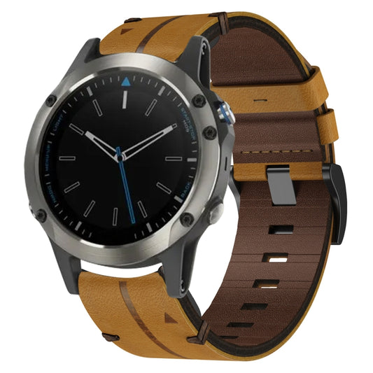 For Garmin Quatix 5 Leather Textured 22mm Watch Band(Brown) - Watch Bands by buy2fix | Online Shopping UK | buy2fix