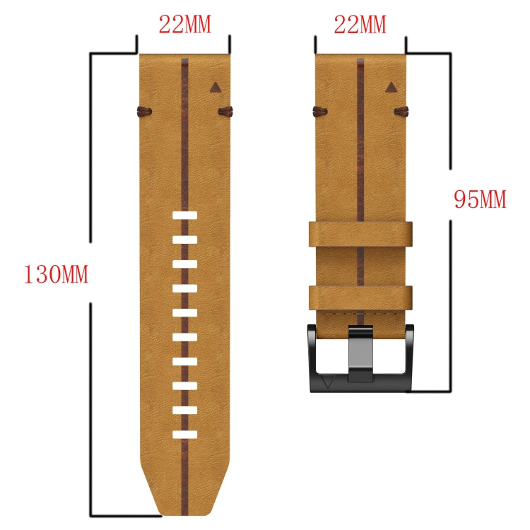 For Garmin Approach S62 Leather Textured 22mm Watch Band(Brown) - Watch Bands by buy2fix | Online Shopping UK | buy2fix