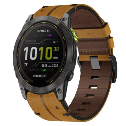 For Garmin Enduro 2 Leather Textured 26mm Watch Band(Brown) - Watch Bands by buy2fix | Online Shopping UK | buy2fix