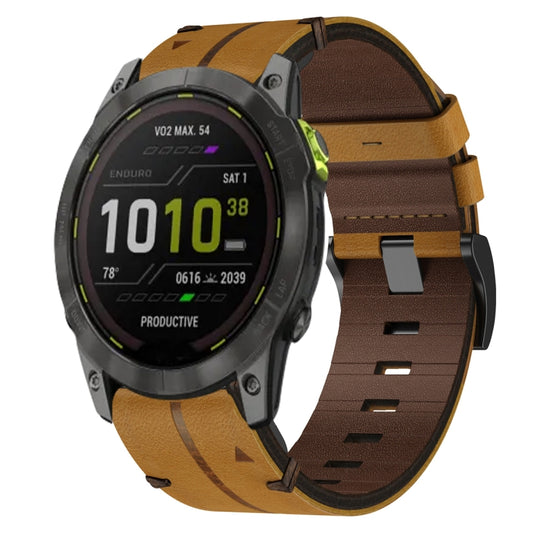 For Garmin Enduro 2 Leather Textured 26mm Watch Band(Brown) - Watch Bands by buy2fix | Online Shopping UK | buy2fix