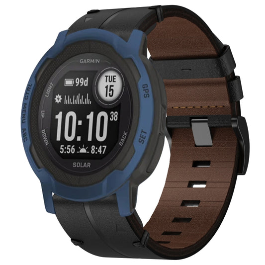 For Garmin Fenix 7X Leather Textured 26mm Watch Band(Black) - Watch Bands by buy2fix | Online Shopping UK | buy2fix