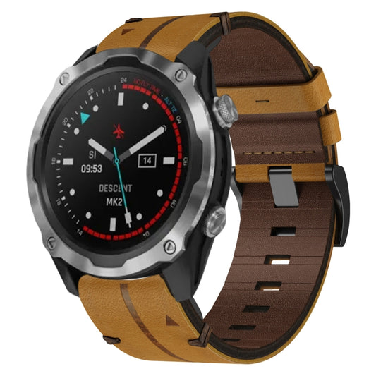 For Garmin Descent MK 2 Leather Textured 26mm Watch Band(Brown) - Watch Bands by buy2fix | Online Shopping UK | buy2fix