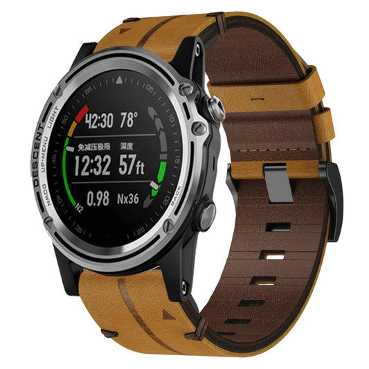 For Garmin Descent MK 1 Leather Textured 26mm Watch Band(Brown) - Watch Bands by buy2fix | Online Shopping UK | buy2fix