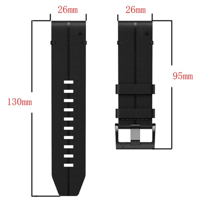 For Garmin Fenix 6X Sapphire Leather Textured 26mm Watch Band(Black) by buy2fix