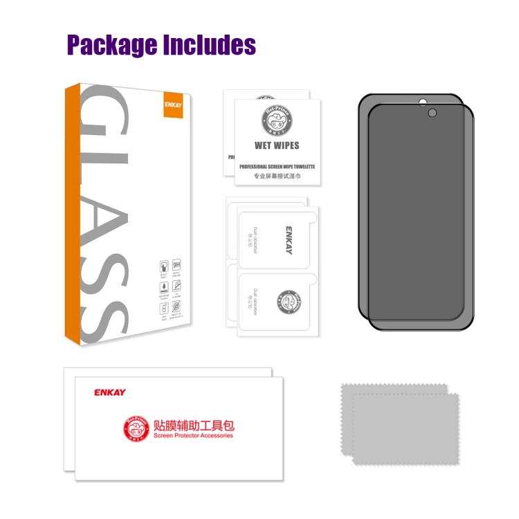 For iPhone 17 Pro Max 2pcs ENKAY Hat-Prince 28° Anti-peeping Tempered Glass Protector Full Screen Film - iPhone 17 Pro Max Tempered Glass by ENKAY | Online Shopping UK | buy2fix