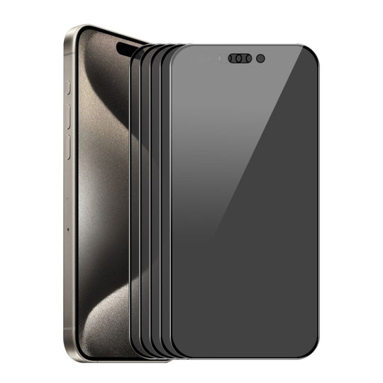 For iPhone 15 Pro Max 5 PCS/Pack ENKAY Hat-Prince 28 Degree Anti-peeping Privacy Tempered Glass Full Screen Film