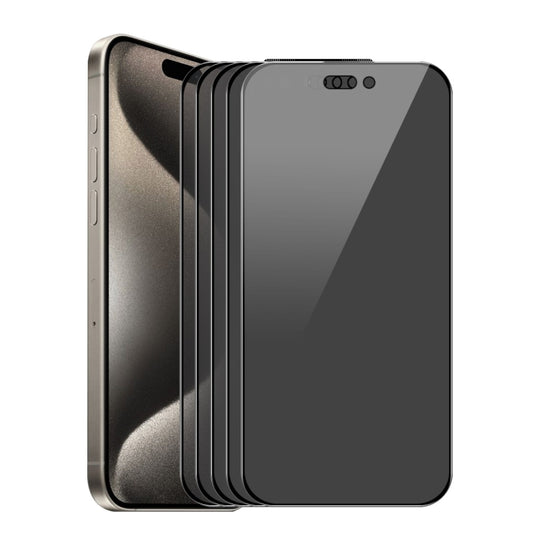 For iPhone 16 Pro 5 PCS/Pack ENKAY Hat-Prince 28 Degree Anti-peeping Privacy Tempered Glass Full Screen Film